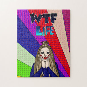 Funny Pop Art WTF Life ] Lady Freaking Out
