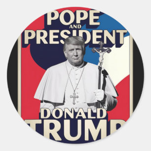 Funny Pope und Präsident Donald Trump1 Runder Aufkleber