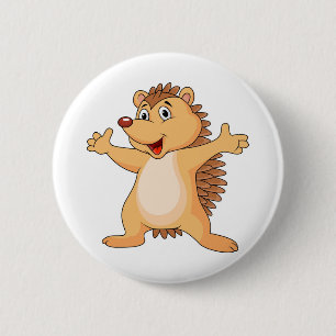 Funny porcupine Cartoon Button