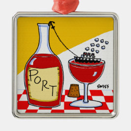 Funny Port Wein Cartoon Weihnachten Ornament Aus Metall