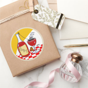 Funny Port Wine Lover Cartoon Runder Aufkleber