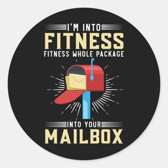 Funny Postal Fitness Postman Runder Aufkleber (Vorderseite)