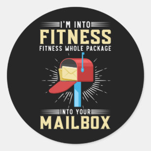 Funny Postal Fitness Postman Runder Aufkleber