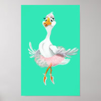 Funny Poster mit Ballerina Duck - Malerei