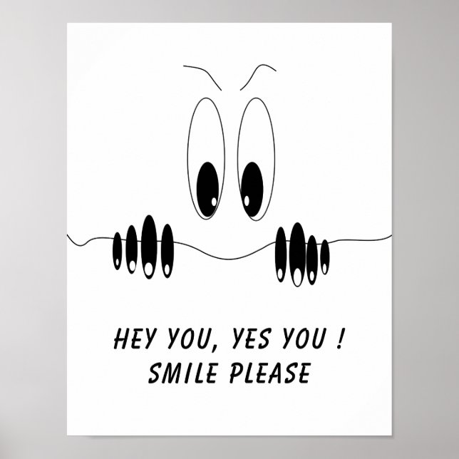 Funny Poster with Curiosity Eyes - Custom Text (Vorne)