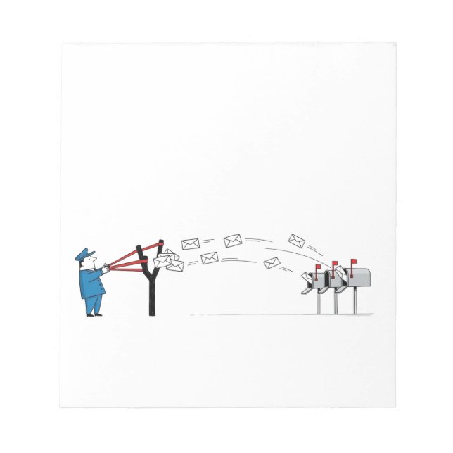 Funny Postman Cartoon - Mail-Lieferung mit einem S Notizblock (Vorderseite)