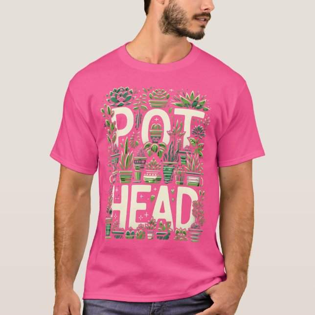 Funny Pot Pflanze Kopf Niedlich Funny Succully Gar T-Shirt (Vorderseite)
