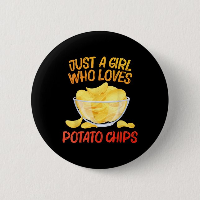 Funny Potato Chips Design for Women Girls Kinder B Button (Vorderseite)