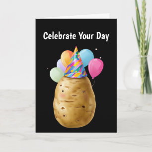 Funny Potato Geburtstagsgeschenk mit Party Hat Karte