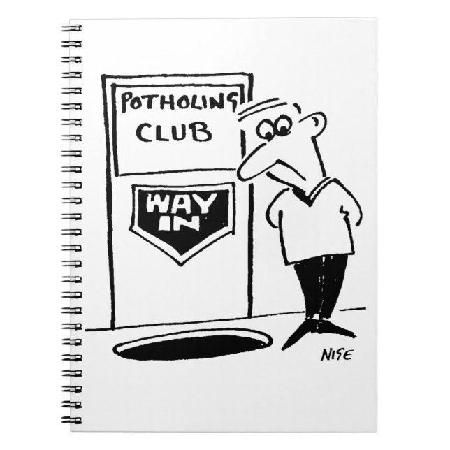 Funny Potholing Club Eintritt in den Cartoon Notizblock (Vorderseite)