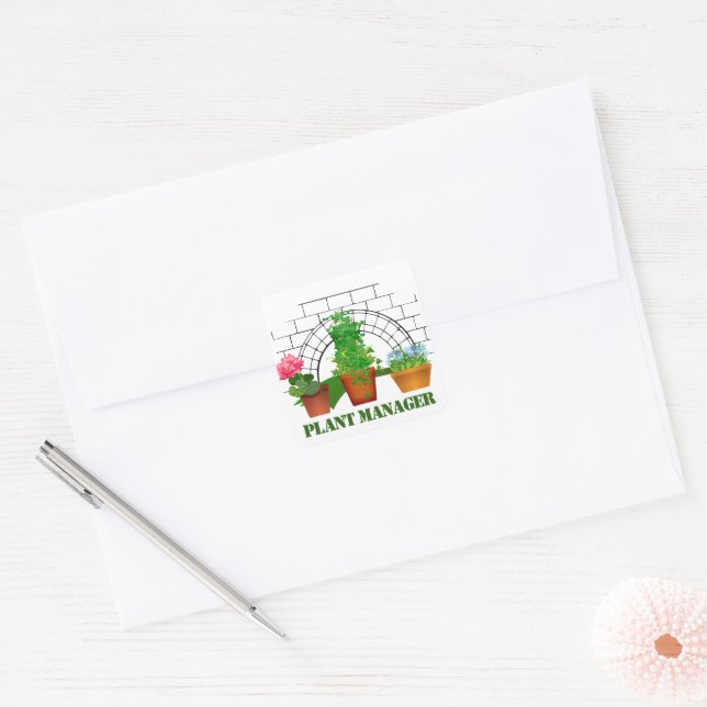 Funny Potted Blume Pflanze Manager Personalisiert  Quadratischer Aufkleber (Umschlag)