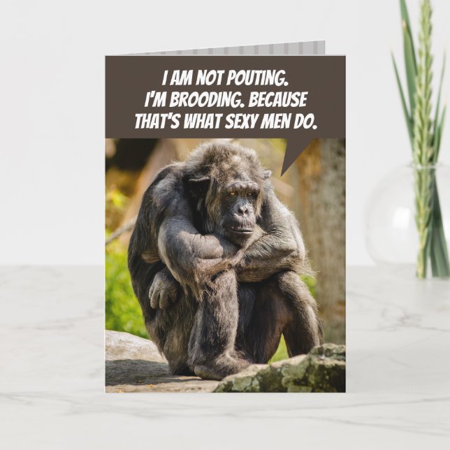 Funny Pouting Schimpanse, weil es ein Mensch ist,  Karte (Vorderseite)