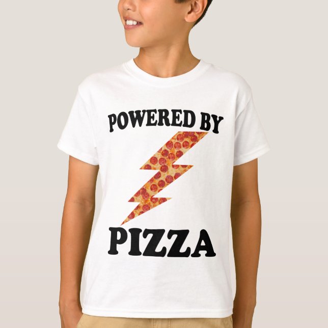 Funny Powered by Pizza Cool Pizza T-Shirt (Vorderseite)