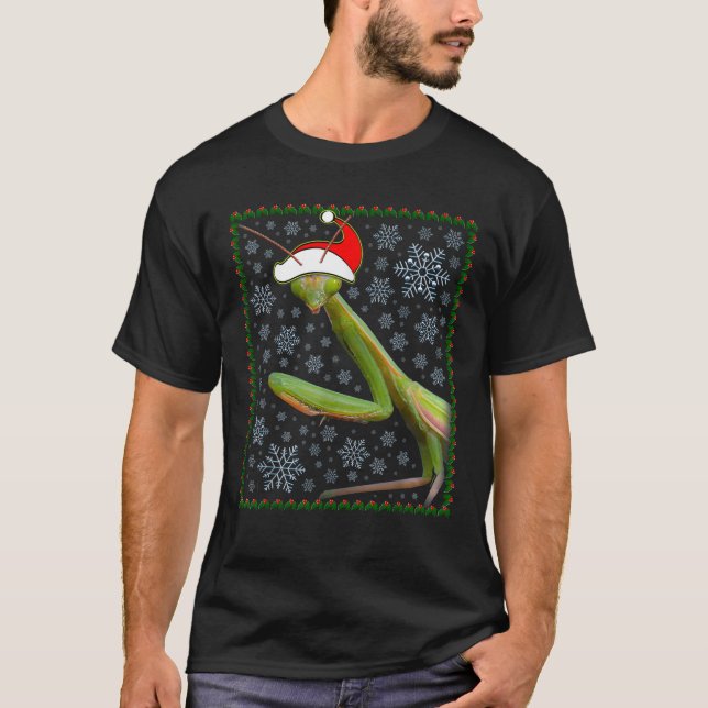 Funny Praying Mantis Geschenk Weihnachten T-Shirt (Vorderseite)
