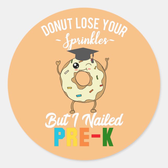 Funny Pre-K Abschluss Donut Preschool Abschluss Runder Aufkleber (Vorderseite)