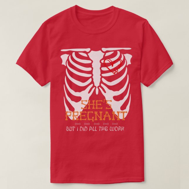 Funny Pregnancy Ankündigung 4 Vater Skeleton Hallo T-Shirt (Design vorne)