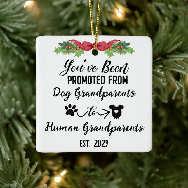 Funny Pregnancy Ankündigung für Hunde Großeltern Keramikornament (Baum)