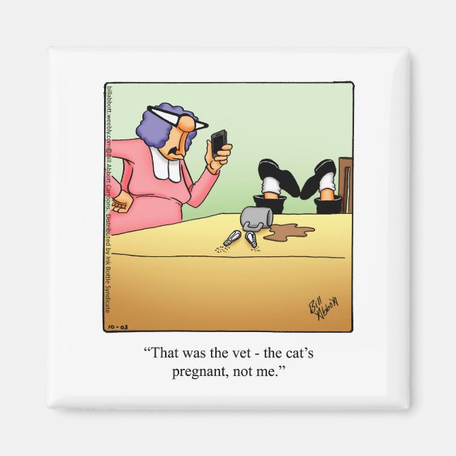 Funny Pregnant Cat Spaß Magnet (Vorne)