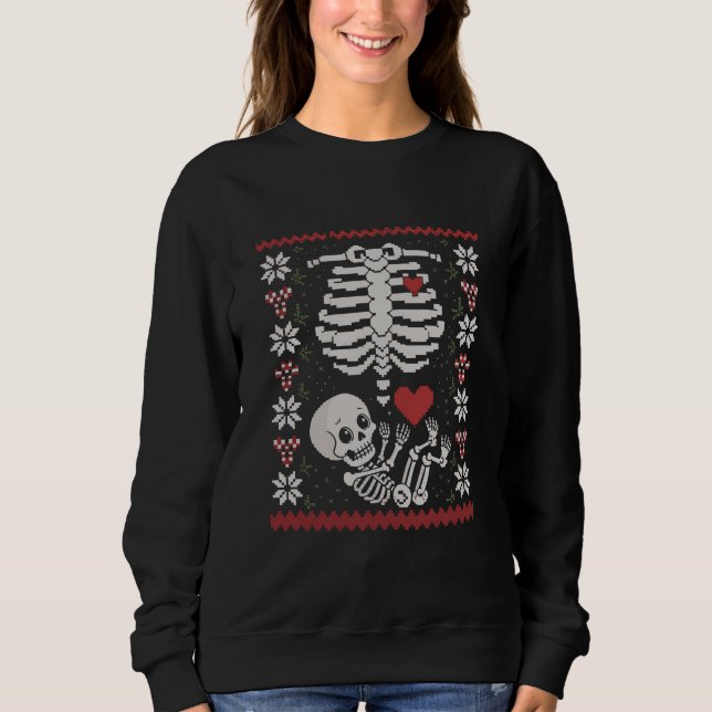 Funny Pregnant Ugly Christmas Sweaters Skull Sweatshirt (Vorderseite)