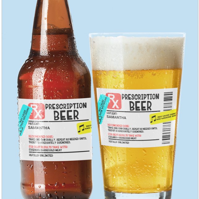 Funny Prescription Beer Warning Label Personalisie Rechteckiger Aufkleber (Von Creator hochgeladen)