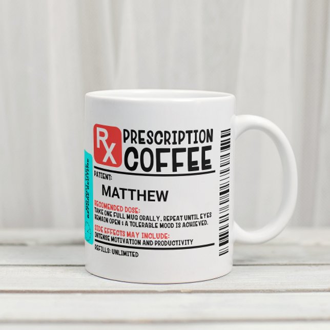 Funny Prescription Coffee Label Personalisiert Reisebecher (Von Creator hochgeladen)