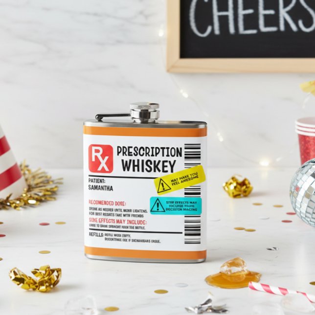 Funny Prescription Whiskey Custom Warning Label Flachmann (Von Creator hochgeladen)