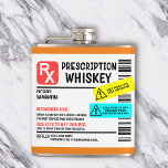 Funny Prescription Whiskey Custom Warning Label Flachmann<br><div class="desc">Dieses Design kann in dem Bereich personalisiert werden, der durch das Ändern des Fotos und/oder Textes zur Verfügung gestellt wird. Sie können auch angepasst werden, indem Sie auf Vorlage personalisieren klicken und dann auf die Schaltfläche klicken, um weitere Optionen anzupassen, um die Hintergrundfarbe zu löschen oder zu ändern, Text hinzuzufügen,...</div>