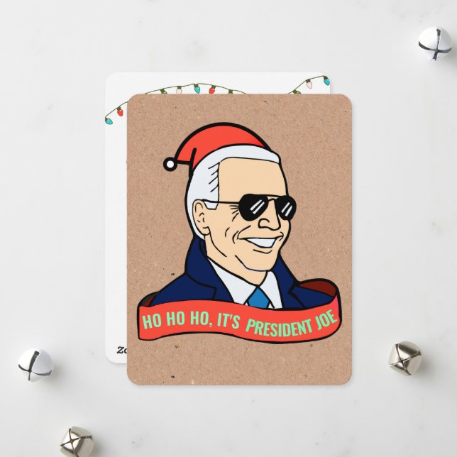 Funny President Joe Biden Weihnachtsgrußkarte Feiertagskarte (Vorderseite/Rückseite Beispiel)
