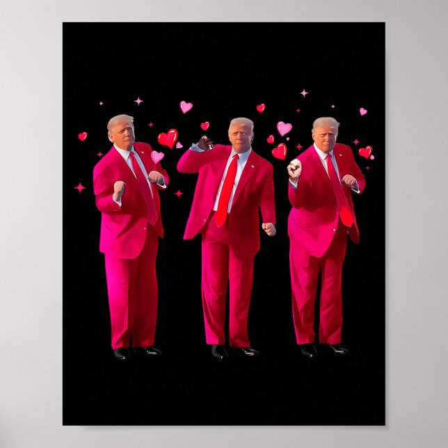 Funny President Trump Dancing Donald Trump Heart V Poster (Vorne)