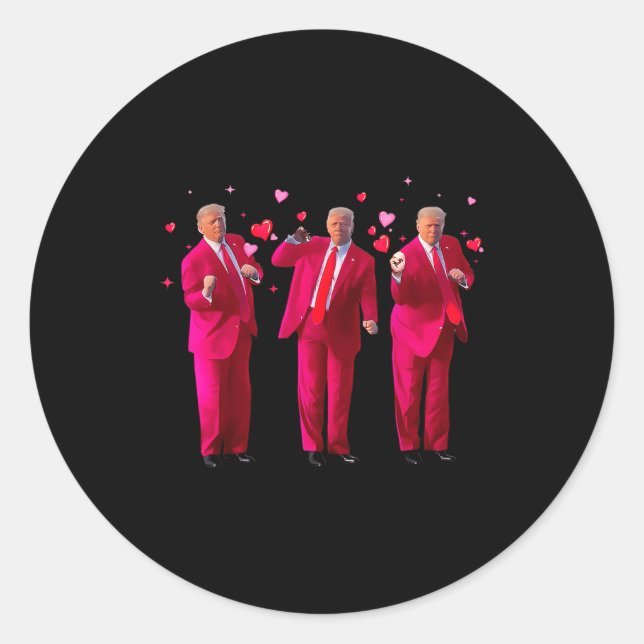 Funny President Trump Dancing Donald Trump Heart V Runder Aufkleber (Vorderseite)