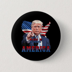 Funny President Trump Gulf of US America US Flag Button