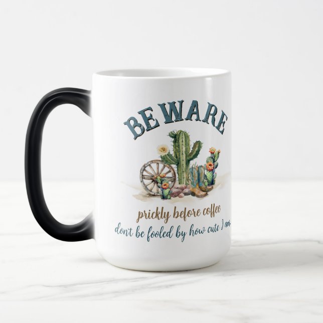 Funny Prickly vor Coffee Cactus Country Girl Verwandlungstasse (Links)