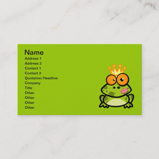 FUNNY PRINCE FROG CARTOON Smogy Augäpfel Kronen Visitenkarte (Vorderseite)