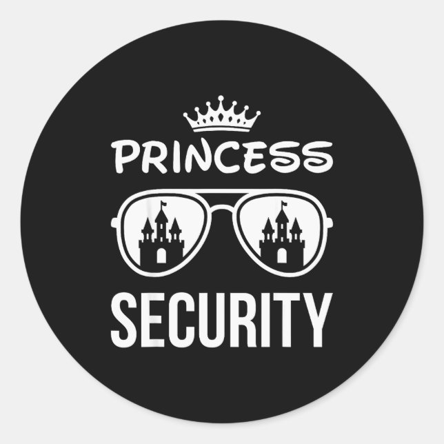 Funny Princess Security Design Castle Sungles Fami Runder Aufkleber (Vorderseite)