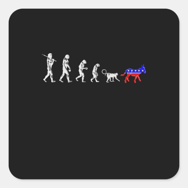 Funny Pro-Demokrat Anti-Republikanische Devolution Quadratischer Aufkleber (Vorderseite)