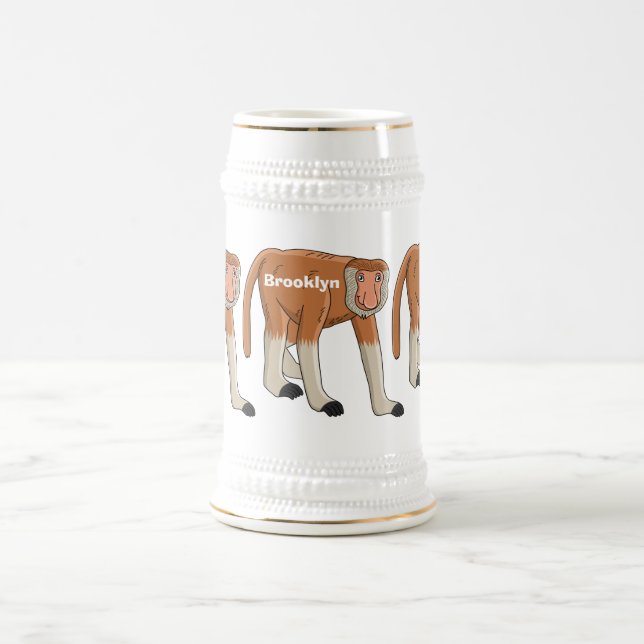 Funny proboscis Affe Cartoon Illustration Bierglas (Mittel)
