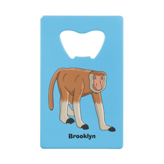 Funny proboscis Affe Cartoon Illustration Geldbeutel Flaschenöffner (Vorderseite)