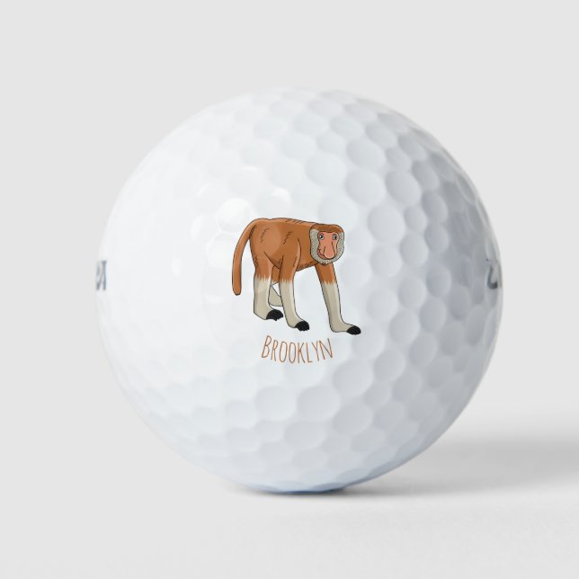 Funny proboscis Affe Cartoon Illustration Golfball (Vorderseite)