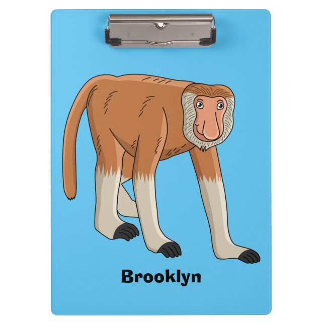 Funny proboscis Affe Cartoon Illustration Klemmbrett (Vorderseite)