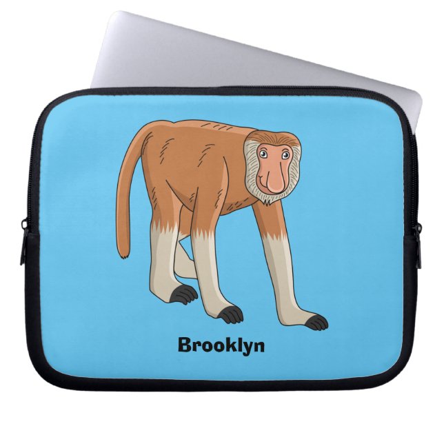 Funny proboscis Affe Cartoon Illustration Laptopschutzhülle (Vorderseite)