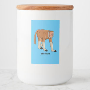 Funny proboscis Affe Cartoon Illustration Lebensmitteletikett