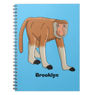 Funny proboscis Affe Cartoon Illustration Notizblock