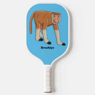 Funny proboscis Affe Cartoon Illustration Pickleball Schläger