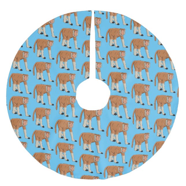 Funny proboscis Affe Cartoon Illustration Polyester Weihnachtsbaumdecke (Vorderseite)
