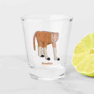 Funny proboscis Affe Cartoon Illustration Schnapsglas