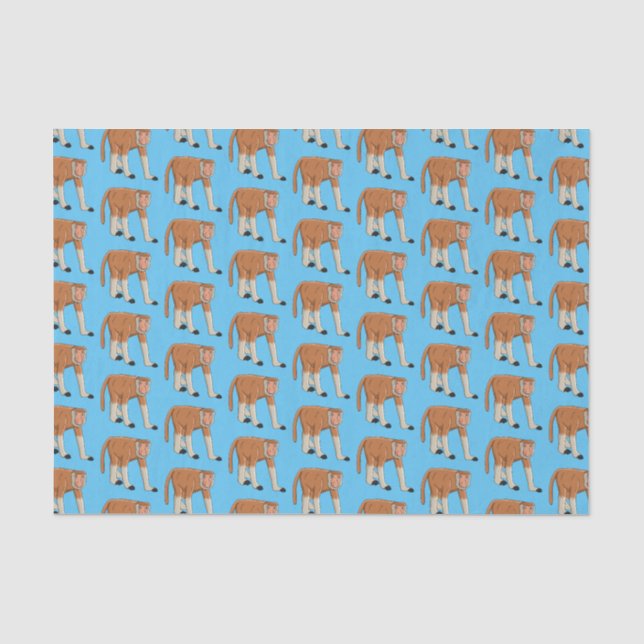 Funny proboscis Affe Cartoon Illustration Seidenpapier (Vorderseite)