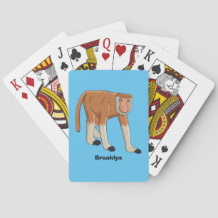 Funny proboscis Affe Cartoon Illustration Spielkarten