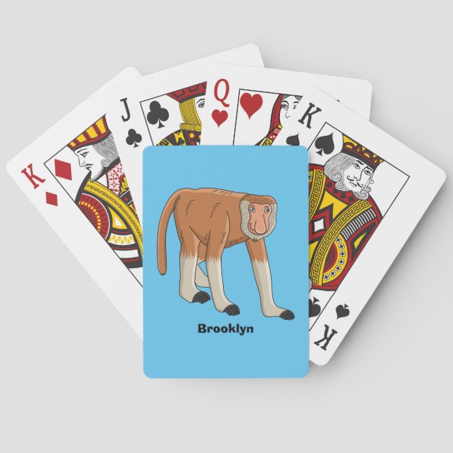 Funny proboscis Affe Cartoon Illustration Spielkarten (Rückseite)