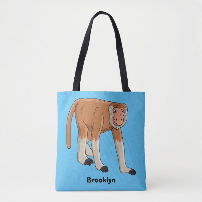 Funny proboscis Affe Cartoon Illustration Tasche (Vorderseite)