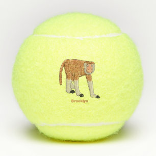 Funny proboscis Affe Cartoon Illustration Tennisbälle